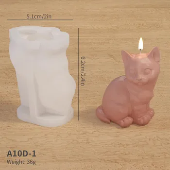 DIY трехмерные животные котенок ароматерапевтический пластырь капающая сервировка стола силиконовая форма милый кот формы для свечей A10D-5 белый