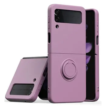 Для Samsung Galaxy Z Flip 3 Чехол Жидкий Кремний Магнитное Кольцо Автомобильный Держатель Подставка Для Samsung Z Flip 4 Мягкий Защитный Чехол Coque For Samsung Z Flip 4