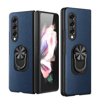 Тонкий легкий кожаный чехол-держатель для кольца для Samsung Galaxy Z Fold 3 4 Fold4 5g Fold2 Fold3 Fold 2 противоскользящий чехол для мобильного телефона for Galaxy Z Fold 3 чёрный