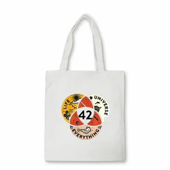 42 The Answer To Life The Universe And Everything Дуглас Адамс холщовая сумка Унисекс Сумка на плечо Эко-сумка Большая сумка Сумка-шоппер 24*26cm чёрный