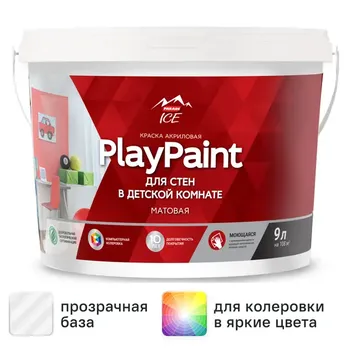 Краска для стен и потолков Parade Diy PlayPaint матовая прозрачная база C 9 л