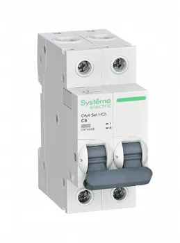 Выключатель автоматический Systeme Electric ВА МОД City9 Set двухполюсный (2P/2П) 6А C 4,5 кА (C9F34206)