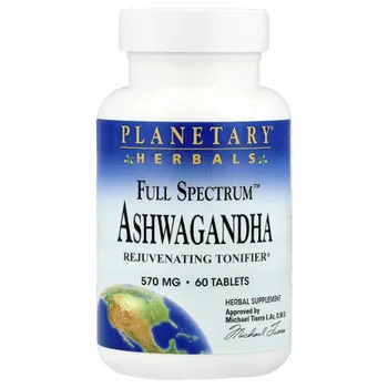 Planetary Herbals, Ашвагандха полного спектра действия, 570 мг, 60 таблеток