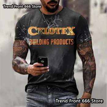 Vintage Letter Print Summer Short Sleeve Crewneck Retro 3D Printed Men s T-shirts XS