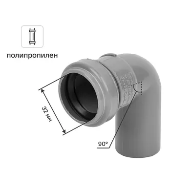 Отвод канализационный Мультимирпласт 32/90° мм полипропилен