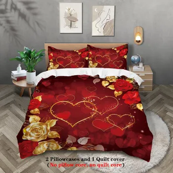 Love Rose 3D цифровая печать полиэстер трехкомпонентный пододеяльник полиэстер волокно пододеяльник наволочка дистрибуция 135x200cm