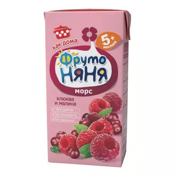 Морс ФрутоНяня клюква/малина с 5мес 200мл т/п