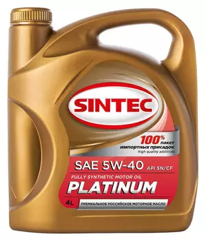 Масло моторное синтетика Sintec Platinum SAE 5W-40 API SN/CF 4л