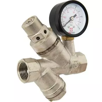 Редуктор давления Valtec с манометром 1/2", никелированная латунь VT.082.N.04