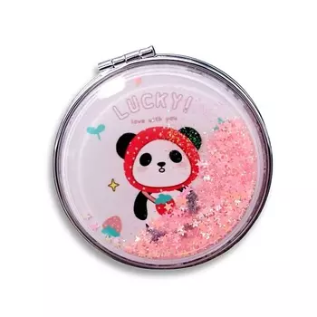 ILIKEGIFT Зеркало складное "Lucky panda strawberry pink" с увеличением