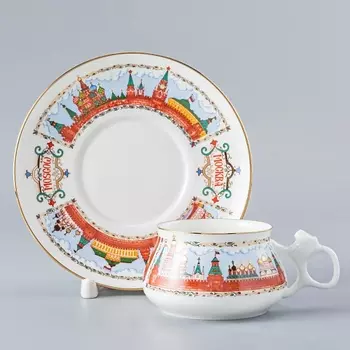 ИМПЕРАТОРСКИЙ ФАРФОРОВЫЙ ЗАВОД Чашка с блюдцем кофейная "Московский кремль"