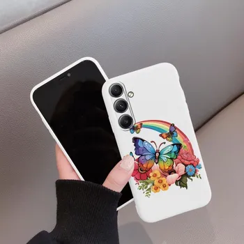 Мягкий силиконовый чехол с изображением бабочки для iPhone Xiaomi Redmi Note 13 14C Samsung A55 A35 M35 S24 FE S25 Huawei Honor Camera Защитный противоударный чехол Samsung Galaxy S9 Plus фиолетовый
