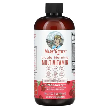 Мультивитамины MaryRuth's Liquid Morning с малиной, 15,22 жидких унций (450 мл)