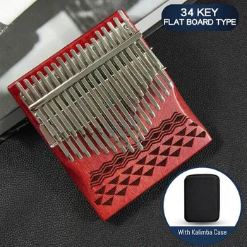 34 клавиши Kalimba Chromatic Calimba из цельного дерева, клавиатура для фортепиано с большим пальцем, музыкальные инструменты с аксессуарами, подарки для взрослых, начинающих чёрный