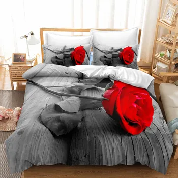 3D Modern Romantic Love Series Комплект постельного белья Love Flower Пододеяльник и наволочка AU180 * 210 Супер большой размер Пара Комната Мягкое украшение для дома DE 100x135cm
