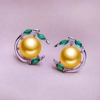 Серьги SENIKO с натуральным пресноводным жемчугом, модные серьги-клипсы с зеленым фианитом для женщин и девочек, подарок, длинные серьги A белый