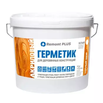 Герметик акриловый Remont PLUS для деревянных конструкций межшовный белый 10 л