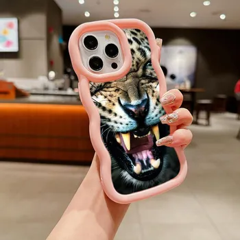 Мягкий чехол для телефона Macaron Big Wave для iPhone 11 12 13 14 15 Pro Max Samsung A13 A23 A14 A24 A55 Xiaomi Redmi Note 13 12, чехол A51 с рисунком тигра и леопарда for iPhone 6(6s)