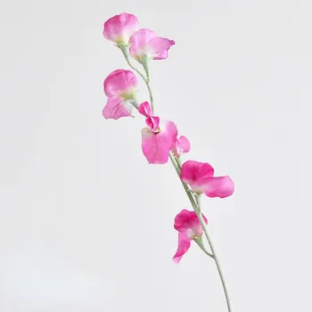 5 веток Real Touch Flowers Искусственный гороховый цветок Искусственная цветочная композиция Яркая центральная часть стола для свадебной вечеринки Венок своими руками Цветочный фиолетовый