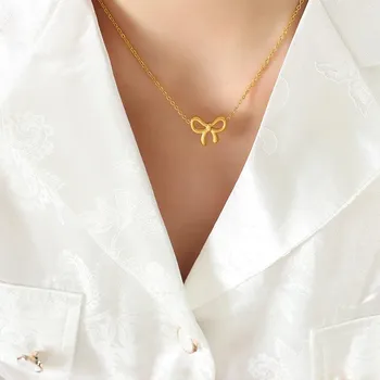 Ветер Kawaii Niche Design ожерелье с подвеской в виде банта персонализированная модная цепочка на ключицу ювелирные изделия P878