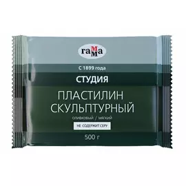 Пластилин скульптурный Гамма 500 г оливковый мягкий