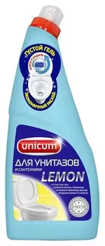 Чистящее средство Unicum гель для угитаза лимон, флакон, 750 мл