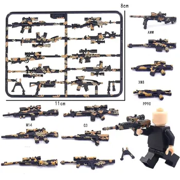 Оружие с камуфляжной печатью SWAT Specia Force, мини-фигурка, пистолет, строительные блоки, комплект, наборы кирпичей, модель оружия, детские игрушки