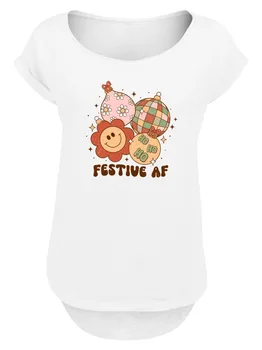 Футболка F4NT4STIC Long Cut T-Shirt Festive AF Weihnachten Tree Balls, белый