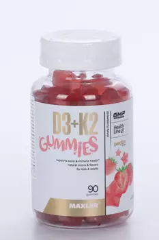 Витамины D3K2 Гаммиз Maxler, 90 шт, пастилки жевательные со вкусом клубники