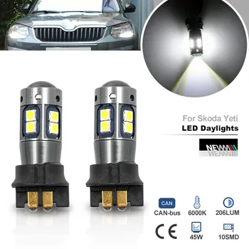 2 шт. светодиодные дневные ходовые огни для Skoda Yeti 2014 2015 2016 2017 PW16W PW24W PWY24W DLRs лампы для парковочных фонарей дневного света