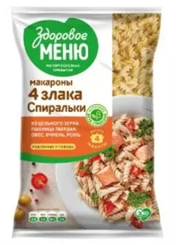 Макароны здоровое меню 400 г многозерновые спиральки