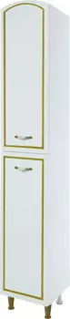 Шкаф-пенал Bellezza Амелия 35 L, с бельевой корзиной, белый патина золото