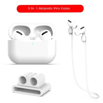 Мягкий силиконовый защитный чехол 3 в 1 для Airpods 3 (2021) / Airpods Pro 2 / Airpods Pro Чехол для наушников с анти-потерянным ремешком для Airpods Pro For Airpods Pro 2 красный