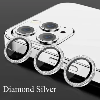 Защитная пленка для объектива камеры для iPhone 11 12 13 14 15 Pro Max Mini 9H закаленное стекло защитная пленка для экрана 14/15 Plus металлическое кольцо 11 ProMax (3PCS) серебряный