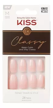 Набор накладных ногтей с клеем Изысканная классика Classy Nails KCS02C 28шт