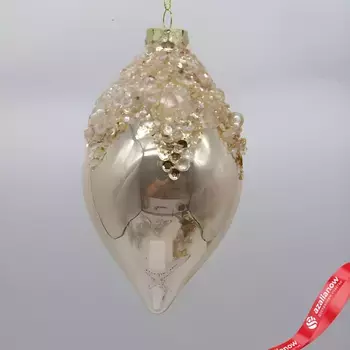 Украшение подвесное Луковица со стразами (стекло), H13x8см, золотой