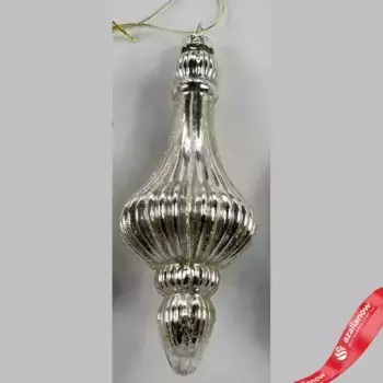 Украшение подвесное (стекло), Н17х6,5см, серебряный