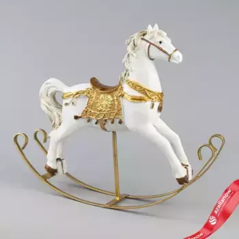 Сувенир Лошадка (полирезин), H23x25x7см, белый/золотой