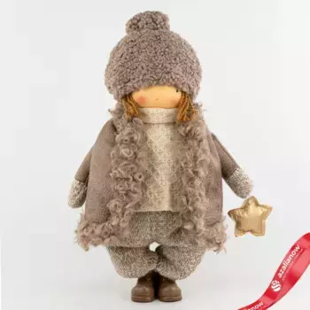 Сувенир Мальчик в дубленке, Н44х30,5х20см, коричневый