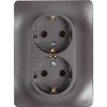 Розетка двойная встраиваемая Schneider Electric Glossa с заземлением цвет графитовый