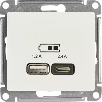 Розетка USB A+С встраиваемая Systeme Electric Glossa цвет молочный