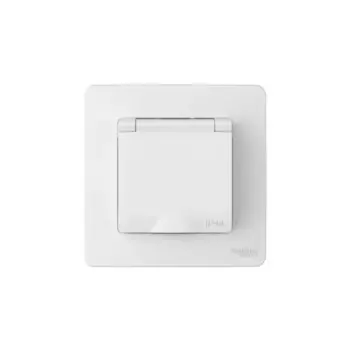 Розетка встраиваемая Systeme Electric Blanca с заземлением с крышкой и шторками цвет белый