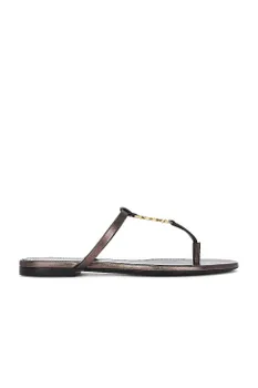 Кассандра плоские шлепанцы Saint Laurent, цвет Metal Brown