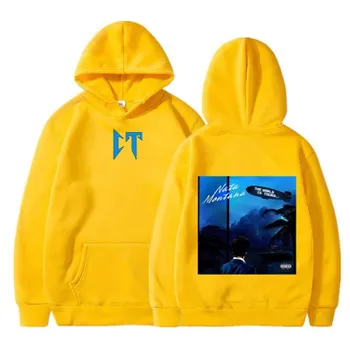 New ribbed bottom hem fashion print sweatshirt loose hoodie women s casual sports sweater L бежевый