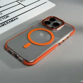 Магнитный противоударный прозрачный чехол для телефона Magsafe для iPhone 15 Pro Max 14 13 12, чехол-бампер на воздушной подушке с беспроводной зарядкой For iPhone 15 ProMax