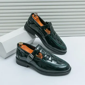 Fashion Fashion Thick Bottom Loafers Black Casual Shoes for Men Oxford Shoes Luxury Brand Formal Business Slip-on Driving Wedding Shoes 38 чёрный