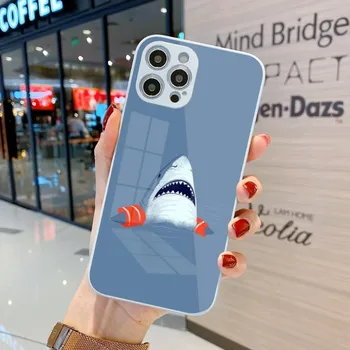 Прохладный чехол для телефона «Страшная акула» для IPhone 14 13 12 11 Pro Max X XR XS 8 7 Plus Цветной чехол для телефона из жидкого стекла iPhone 14