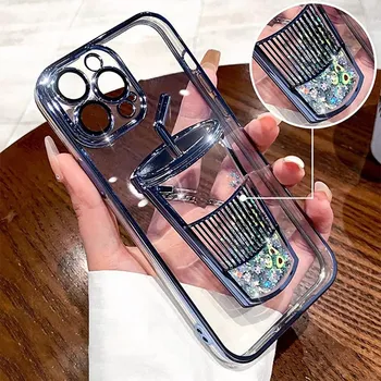 Чехол для мобильного телефона с гальваническим покрытием для iPhone 13 12 11 14 15 Pro Max Durable с зеркалом для макияжа iPhone 11 Pro Max чёрный