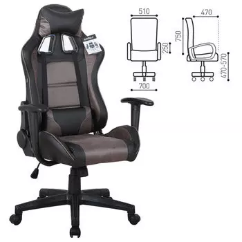 Кресло игровое Brabix GT Racer GM-100 черный/коричневый (531819)