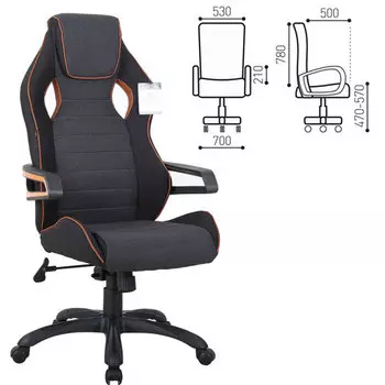 Кресло игровое Brabix Techno Pro GM-003 черный/серый/оранжевый (531813)